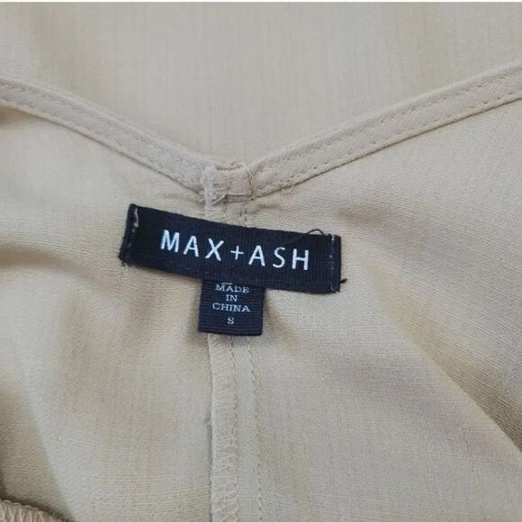 Max + Ash Wide Leg Cropped Sleeveless Button Down Jumpsuit in Tan Size Small - Picture 7 of 10